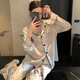 逸兼法式波點(diǎn)印花長(zhǎng)袖睡衣女春夏秋季家居服翻領(lǐng)開衫長(zhǎng)褲套裝空調(diào)房 波點(diǎn)睡衣套裝【長(zhǎng)袖長(zhǎng)褲】 M 【建議80-100斤】