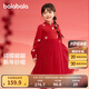 巴拉巴拉童裝女童連衣裙兒童裙子針織網(wǎng)紗2025款春冬裝新中式公主裙拜年服 中國紅60611 120