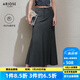 艾諾絲雅詩【商場同款】2025夏季新品高級灰魚尾長裙半身裙女裝40423506 煙草灰 XL
