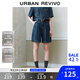UR2025夏季新款女裝休閑復(fù)古水洗壓褶牛仔短褲UYU850039 藍(lán)色 27