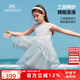 英氏（YEEHOO）女童連衣裙兒童公主裙中大童裝裙子網(wǎng)紗刺繡愛莎裙夏裝 灰色 130