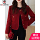 AEMAPE安可拉紅外套女2025春秋冬新款小香風(fēng)短外套女法式氣質(zhì)上衣 酒紅色[款] 常規 S 建議100斤內