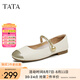 他她（TATA）法式氣質(zhì)瑪麗珍鞋女鞋淺口小皮鞋單鞋秋新款YBP03CQ4 米白/金 36