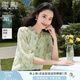 香影碎花襯衫上衣女2025夏秋季新款七分袖小衫綠色萊賽爾天絲襯衣 綠花 S 155/80A/85-95斤