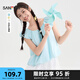 三福短襯衫2025夏季時(shí)尚綁帶圓領(lǐng)露背兜擺短款上衣女裝503871 粉藍(lán)色 L