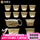金鑲玉功夫茶具整套裝陶瓷茶壺送人禮品盒高檔羊脂玉白瓷 山水描金13頭
