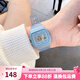 卡西歐手表 數(shù)顯小方塊 潮流電子表 時尚運動防水學生表考試表 F-91WS-2 果凍藍