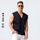 續點(diǎn)大V領(lǐng)寬肩背心男無(wú)袖寬松夏棉彈力運動(dòng)健身砍袖男士打底衫t恤男 大V黑色 L 碼132-150斤左右寬松版型