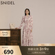 SNIDEL秋冬甜美碎花系帶收腰百褶雪紡連衣裙SWFO245033 粉米色 S （0）