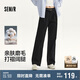 森馬（Semir）休閑褲女純棉打褶闊腿褲腰帶秋復(fù)古磨毛長(zhǎng)褲顯腿長(zhǎng)101524127005A