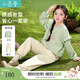 茵曼女童時尚休閑套裝花卉貼布繡2025春季兒童中大童衛(wèi)衣褲兩件套 綠色 150