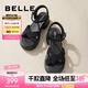 百麗（Belle）滿鉆條帶繁星休閑涼鞋女商場(chǎng)款厚底涼鞋A9S2DBL4 黑色 36 (230mm)