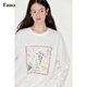 fano studios范洛Fano 小眾慵懶街頭感呼吸感浪漫涂鴉人像t恤女上衣2025新款 白色 現貨 M