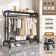 全品屋落地晾衣架家用可移動(dòng)陽(yáng)臺(tái)曬衣架臥室多功能掛衣架室內(nèi)掛衣服架子 典雅黑120cm【落地款】碳鋼加固