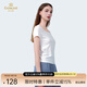 喬萬尼短袖T恤女圓領(lǐng)純色短袖女2025夏季修身顯瘦休閑打底衫女EZ2C141 椰奶白 M