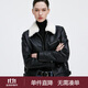 卓凡尼·華倫天奴（GIOVANNI VALENTINO）短款真皮皮衣女士秋冬季休閑翻領(lǐng)全羊皮時(shí)尚簡(jiǎn)約夾克外套 黑色 L