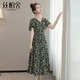 絲柏舍碎花連衣裙2025夏裝新款女裝度假風(fēng)V領(lǐng)短袖高腰中長(cháng)裙