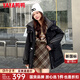 鴨鴨（YAYA）羽絨服女中長(zhǎng)款2024年冬季新款時(shí)尚收腰顯瘦連帽派克服保暖外套XB 黑色 M