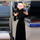 俞兆林修身辣妹御姐風綁帶黑色連衣裙子女秋冬2025新款內(nèi)搭針織包臀長裙 黑色半高領帶腰封 M 45/55kg