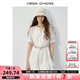 VEGA CHANG法式連衣裙女2025年秋季新款度假風(fēng)喇叭袖V領(lǐng)高級(jí)感氣質(zhì)白色裙子 云朵白（短袖） M