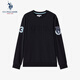 U.S. POLO ASSN.保羅衛衣男秋冬商務(wù)休閑寬松長(cháng)袖T恤男士上衣男裝 黑色 2XL
