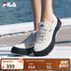 FILA 斐樂官方楊冪同款女鞋摩登帆布鞋水母鞋休閑鞋子 豆腐白-TA 37.5
