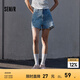 森馬（Semir）牛仔褲女寬松潮酷個(gè)性美式熱褲酷颯風(fēng)夏街頭毛邊短褲復古辣妹 牛仔中藍88201 28
