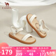 駱駝（CAMEL）休閑涼鞋女簡約舒適一字羊皮魔術(shù)貼平跟涼鞋 L25M700053 米白 39 