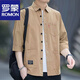 羅蒙（ROMON）短袖襯衫夏季男士七分袖寬松薄款襯衣多口袋干活耐穿休閑工裝外套 【單件裝】736卡其色 L