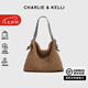 CHARLIE&KELLI CK品牌包包女包2025新款生日禮物女夏編織包小眾手工草編腋下包 卡其色【七夕情人節(jié)禮物】