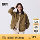 森馬（Semir）外套女燈芯絨翻領(lǐng)寬松潮酷chic女士秋拼接格紋復(fù)古夾克工裝風(fēng) 卡黑色調(diào)00359 M
