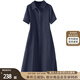 絲柏舍減齡中長(zhǎng)裙2025春夏新款女裝A字翻領(lǐng)寬松款連衣裙