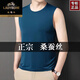 老爺車桑蠶絲男士背心2025夏季新款透氣休閑冰.絲坎肩V領(lǐng)無袖t恤 DCR-MZ（圓衣領(lǐng)款藍色） 2XL 180155-170斤