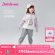 笛莎（DEESHA）童裝女童蝴蝶結(jié)裝飾加絨束腳褲2024秋冬季新款女寶寶舒適加厚長(zhǎng)褲 灰色 110