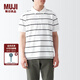 無(wú)印良品（MUJI）男式 棉水洗天竺編織 短袖POLO衫 襯衫 純棉 全棉男裝 ABE14A3S 白色 L