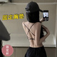 眺德高交叉美背性感吊帶內(nèi)衣 固定胸墊內(nèi)搭打底少女露背抹胸背心可外穿 黑色 L 【參考80-104斤】