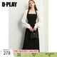 DPLAY2025年秋季黑白長(zhǎng)袖連衣裙女法式輕禮服裙鎏光紗長(zhǎng)裙小黑裙 黑拼白連衣裙-長(zhǎng)袖 M