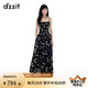 DZZIT地素連衣裙2025夏季新款復古重工刺繡收腰吊帶裙子女3J2O2196M 黑色（吊帶裙) S