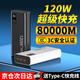 電沃達(dá)3C認(rèn)證【120W超級快充丨頂配80000M】充電寶可上飛機(jī)20000毫安大容量移動電源適用于華為蘋果小米 尊享黑【超級快充+優(yōu)質(zhì)電芯】提速800% 20000M