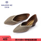 MALOVE MZ王妃鞋新款3.7cm尖頭水晶低跟單鞋女職業(yè)通勤百搭平底鞋新款單鞋 金色魅力（腳寬建議拍大一碼） 40