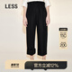 LESS【度假系列】夏季棉麻褲子女復(fù)古高腰直筒休閑褲2N5E13890 001/本黑 L