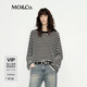 MO&Co.針織衫美麗諾條紋毛衣寬松落肩 黑白條色 S 160