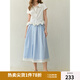 獨(dú)束大碼女裝藍(lán)白格紋微胖半身裙2025新款顯瘦裙子 夏日藍(lán) XL （尺碼：3）