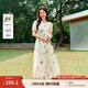 茵曼甜美植物碎花純棉連衣裙2025夏季女裝新品溫柔度假寬松長(zhǎng)裙子 杏色 XL