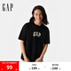 Gap男女裝純棉印花logo短袖T恤基礎(chǔ)款寬松上衣 黑色 L (175/96A) 亞洲尺碼