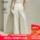 艾諾絲雅詩(shī)商場(chǎng)同款2025夏季新品通勤100%苧麻極簡(jiǎn)高腰闊腿休閑褲女40423035 奶油米 S