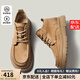 皓頓（HAUT TON）復(fù)古工裝靴男款高幫皮靴男士頭層牛皮休閑馬丁靴英倫風(fēng)大黃靴 卡其色 41 適合運(yùn)動鞋42碼