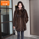 冬天家品牌皮草進(jìn)口貂皮大衣女整貂中長(cháng)款立領(lǐng)2025新款水貂皮草裘皮外套 咖啡色 3XL 160斤-180斤
