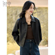 初申春秋皮外套女經(jīng)典翻領(lǐng)單排扣短款皮夾克皮衣外套S53D108