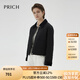 PRICH小香風(fēng)簡約菱格絎縫撞色棉服冬季新款翻領(lǐng)通勤短外套女 19黑色 M 160